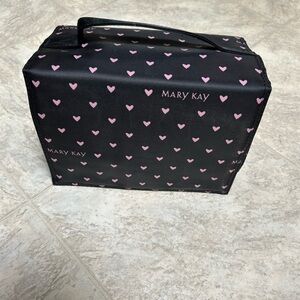Mary Kay Black Cosmetic Pouch with Pink Heart Pattern